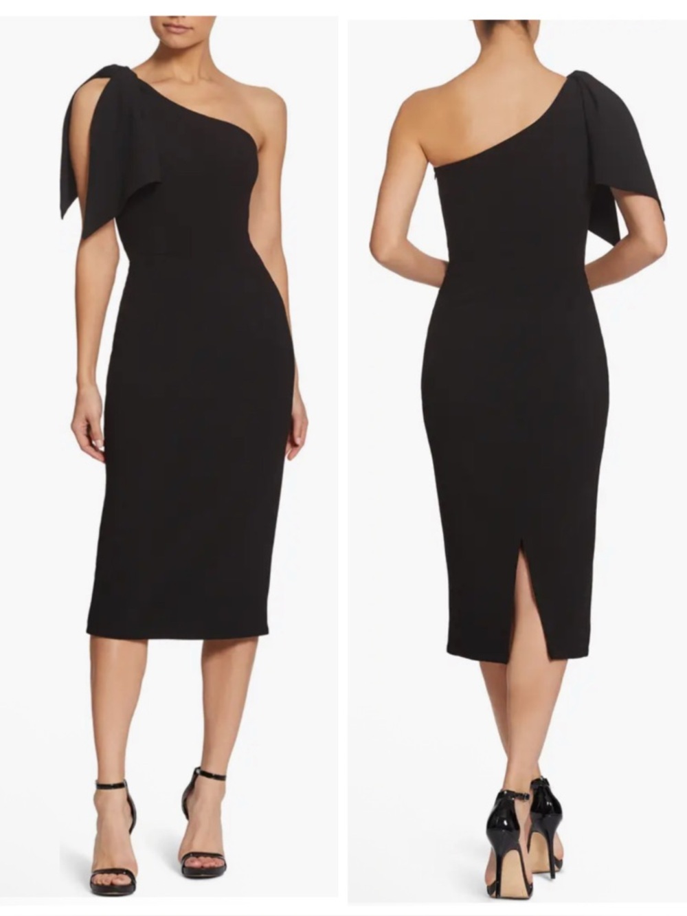Dress the Population Tiffany One-Shoulder Midi Dress in Black
